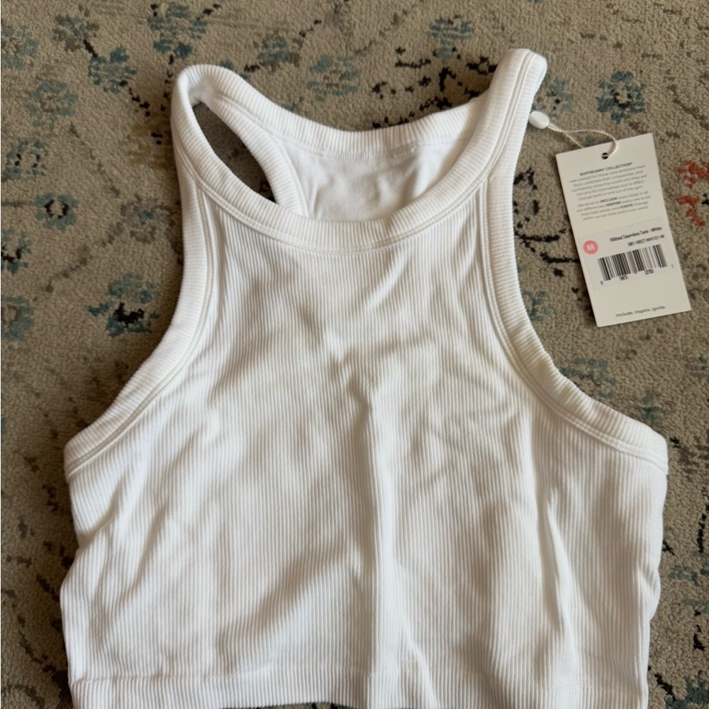 White Ribbed Seamless Tank